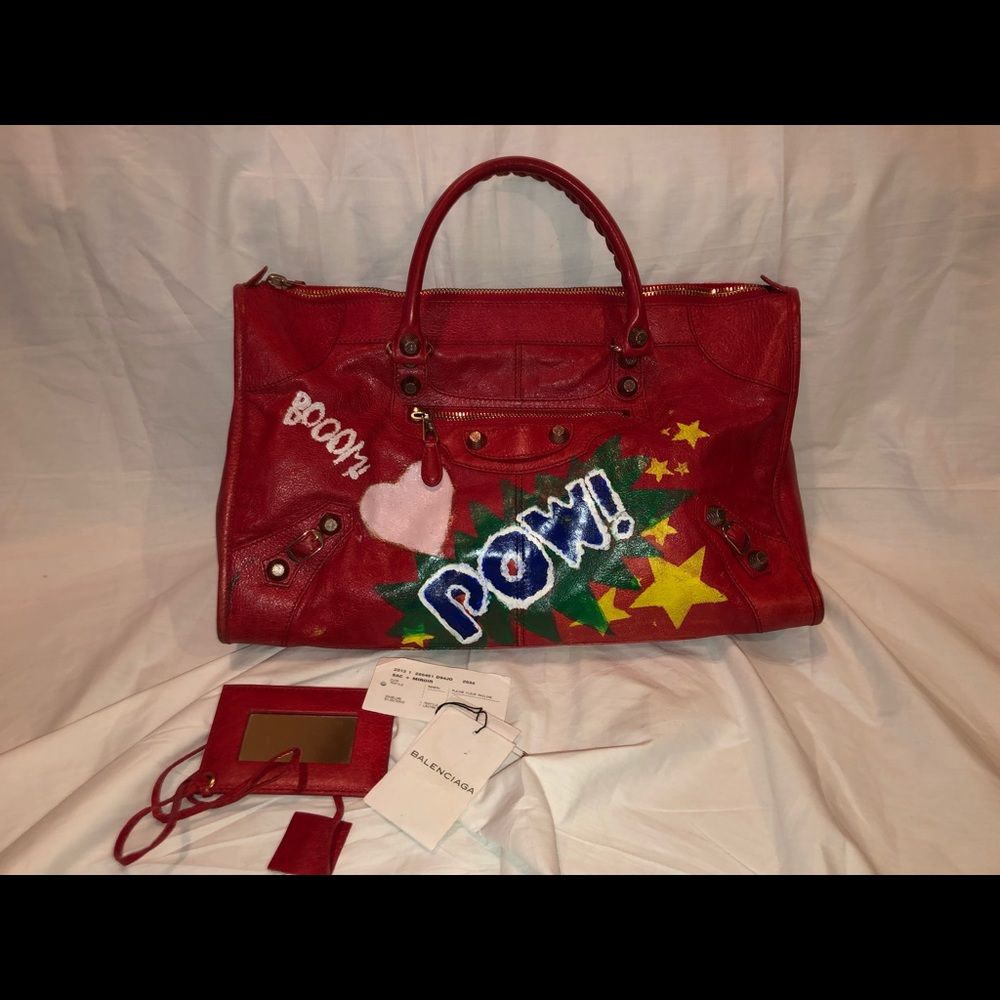 Balenciaga Graffiti Weekender Red Giant Hardware